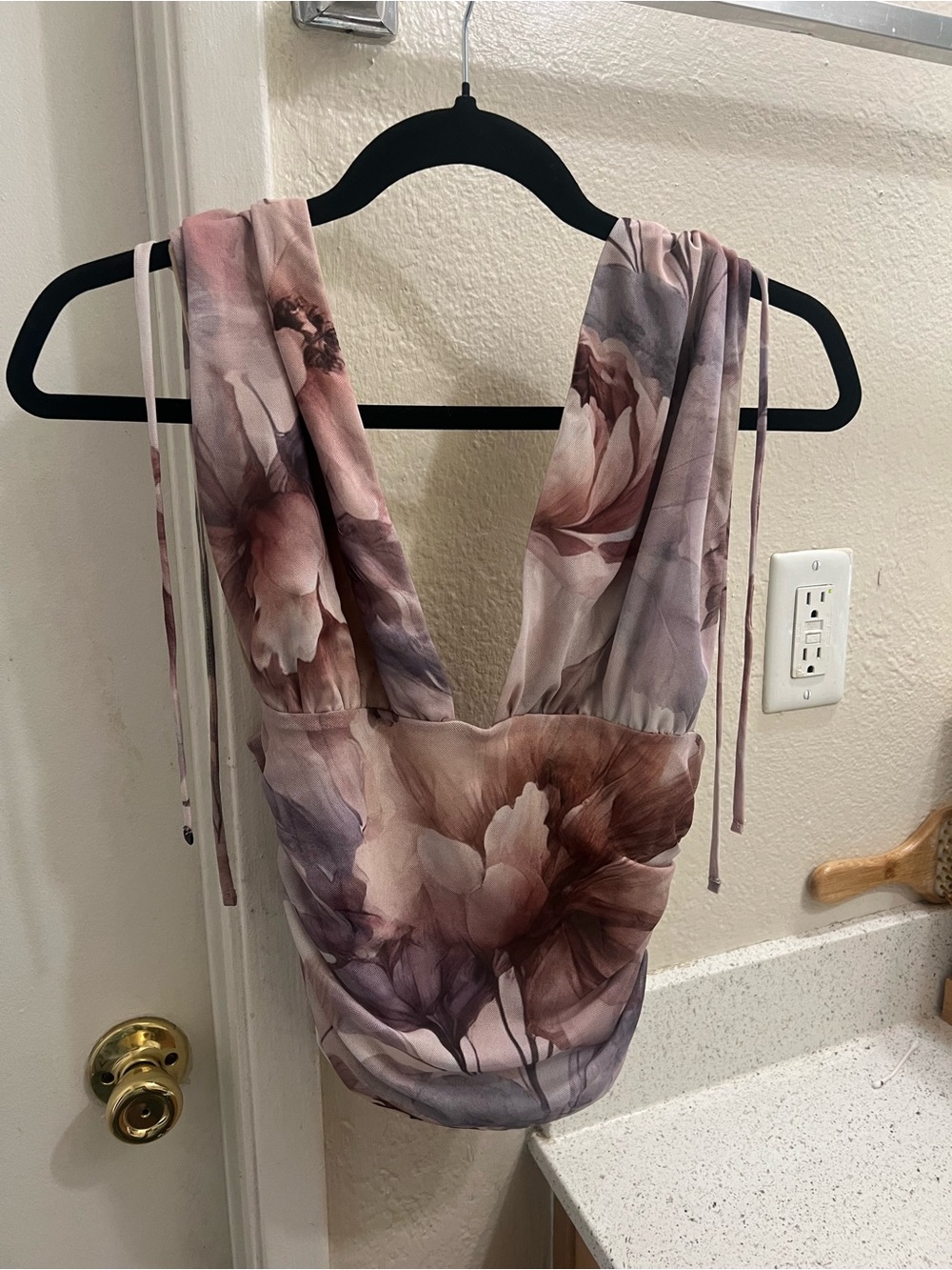 Windsor Floral Pink Purple Brown Cropped Tank Top